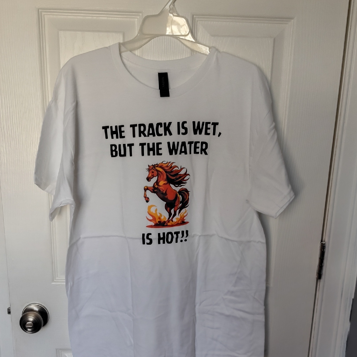 Kentucky Derby Ready Gildan White Tee With Horse Graphic